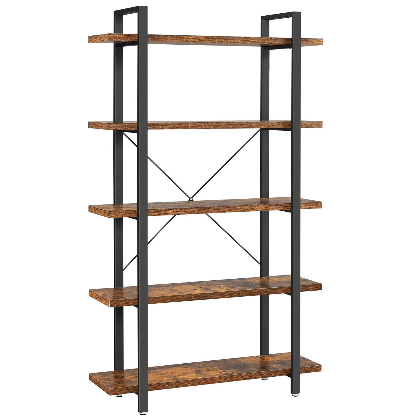VASAGLE Bookshelf, 5-Tier Industrial Stable Bookcase, Storage Rack, Standing Shelf, Easy Assembly, Living Room, Bedroom, Office