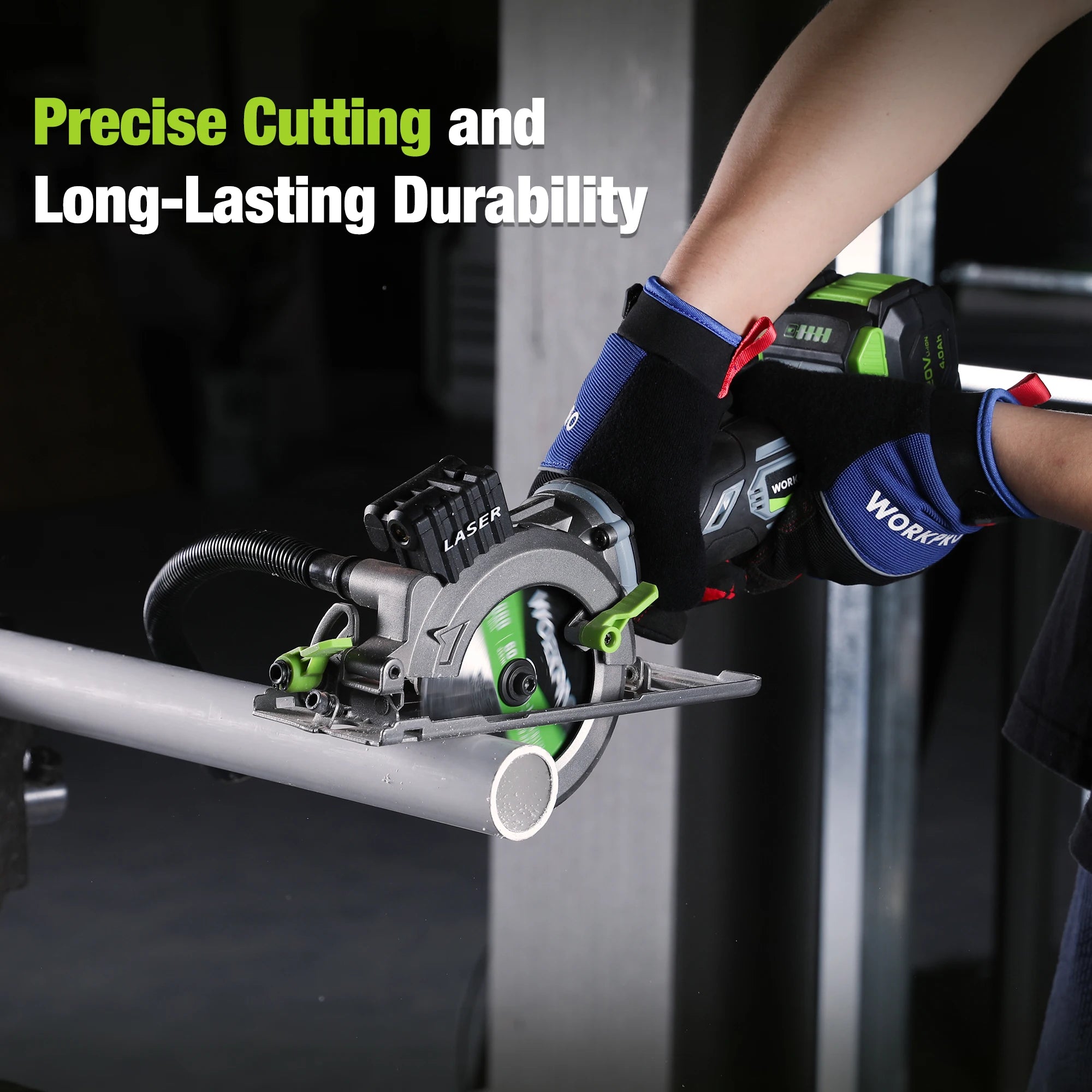 WORKPRO 20V Cordless Electric Circular Saw - 115mm Blade, Laser Guide for Wood & Tile | AlluCanFind