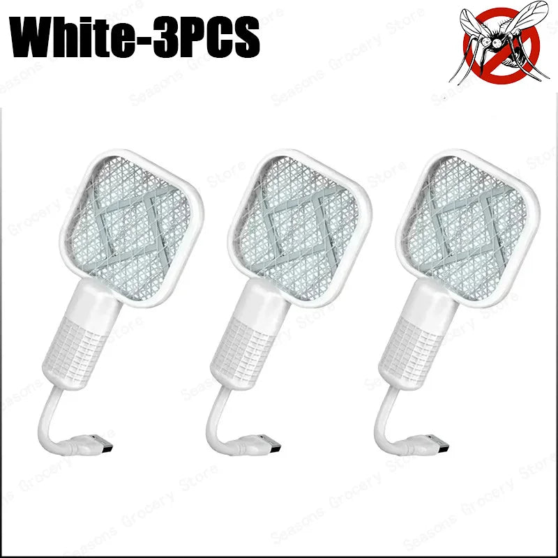 USB Mosquito Swatter Trap Electric Shock Mini Fly Bug Zapper UV Light Portable Insect Racket for Bedroom Pest Control