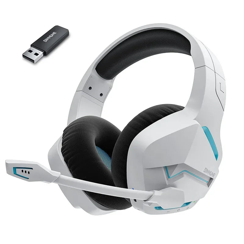 BINNUNE BW01 Wireless Gaming Headset with Mic for PC PS4 PS5 2.4G Bluetooth USB Gamer Headphones with Mic for Laptop Computer