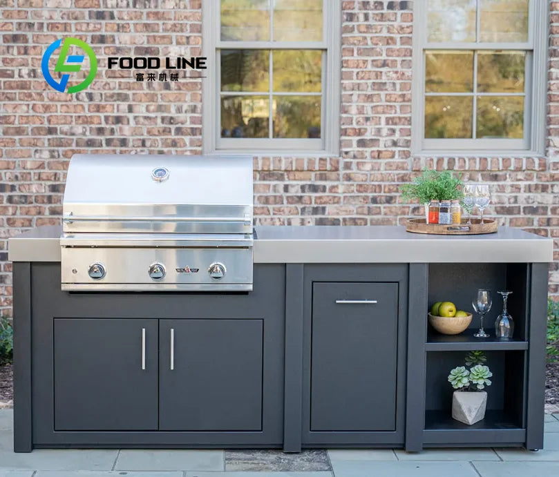 customize Outdoor Kitchen Modules Stainless Steel DIY BBQ Island Cabinets Sink Storage Grill Station for Backyard
