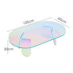 120cm Acrylic Rainbow Color Coffee Table Iridescent Glass End Table Round Side Table Modern Accent Table for Living Room