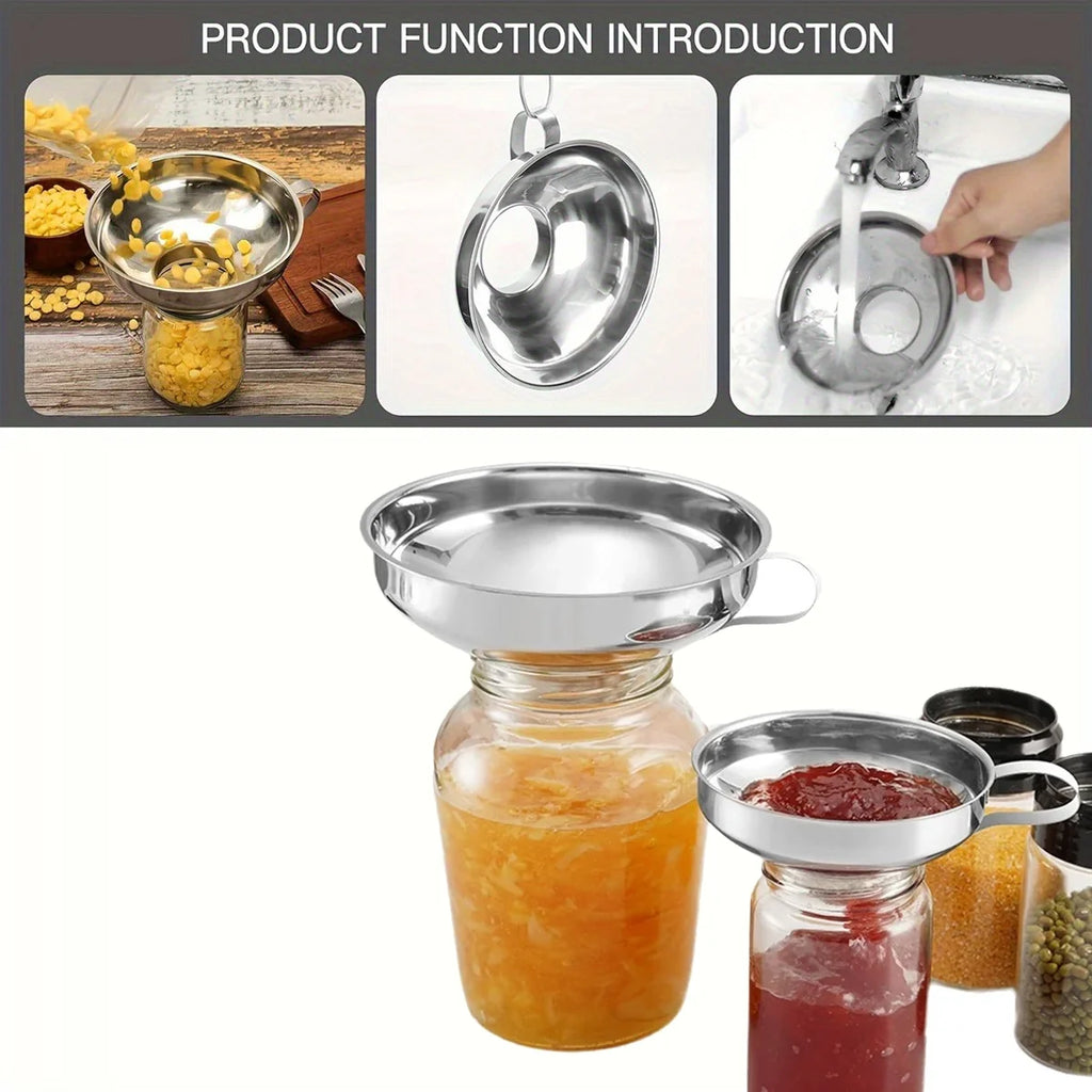 3 Styles Kitchen Funnels Set Stainless Steel Small Funnels Wide Mouth Jar Funnel Food-Grade Silicone Funnel Kitchen Accessories