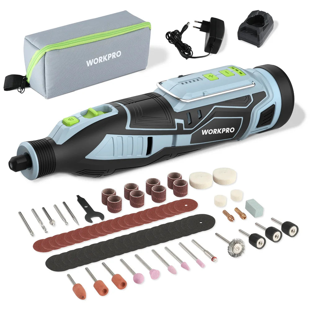 WORKPRO 12V Cordless Rotary Tool Kit Woodworking Engraving Polishing Pen DIY For Jewelry Metal Glass Mini Wireless Drill