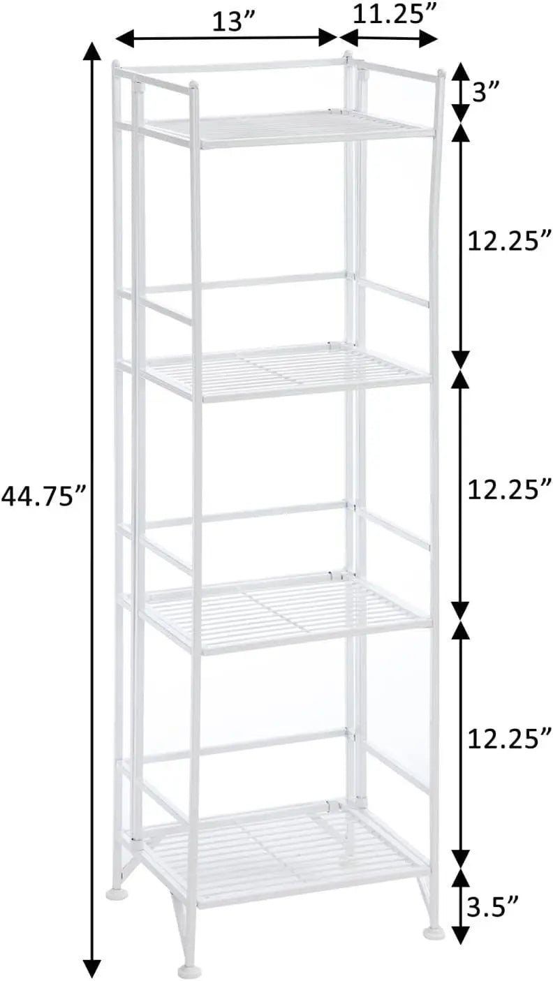 Xtra Storage 4 Tier Folding Metal Shelf, White