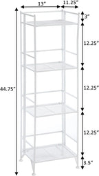 Xtra Storage 4 Tier Folding Metal Shelf, White