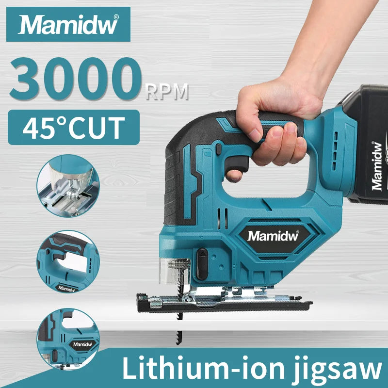 Mamidw 340W Brushless Jigsaw Electric Jig With Saw Blade Cordless Barrel Handle Jigsaw Portable Carpenter For Makita Battery PIN