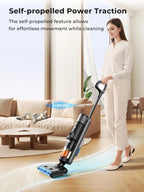 Laresar M3 Cordless Wet Dry Vacuum Cleaner Mop, Edge Cleaning 55min Auto Suction Floor Washer Self-Cleaning Smart Home Appliance