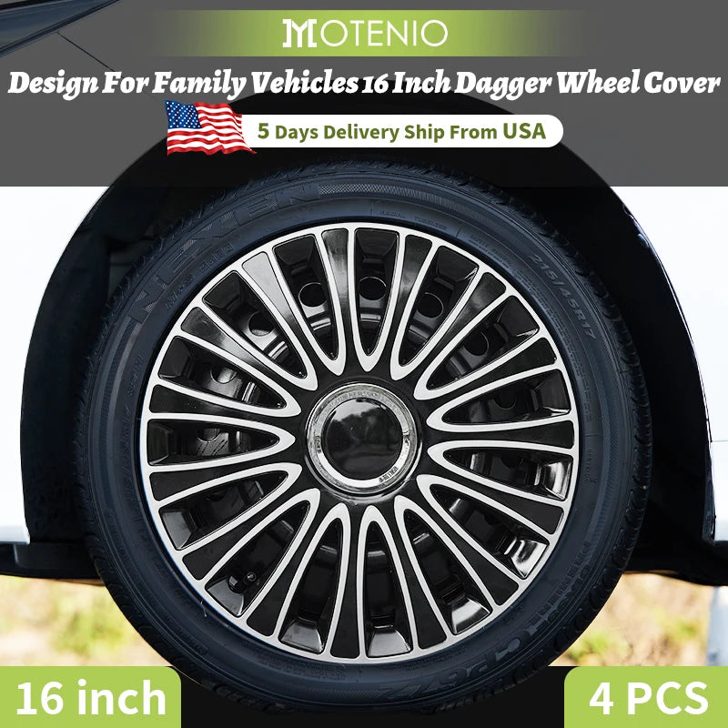 16inch Dagger Style Hub Cap Cover for Iron Rim Wheel Cover Set of 4 Steel Wheel Cover Replacement Hubcap for R16 Tire