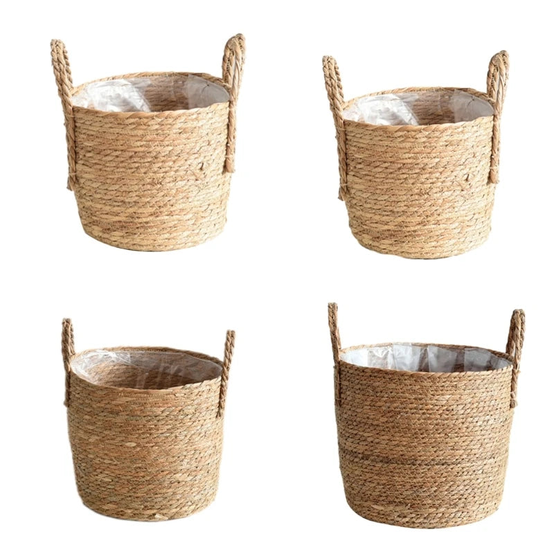 Houseplan Pots Woven Straw Flower Pots Basket Planter Hand Woven Plant Pots