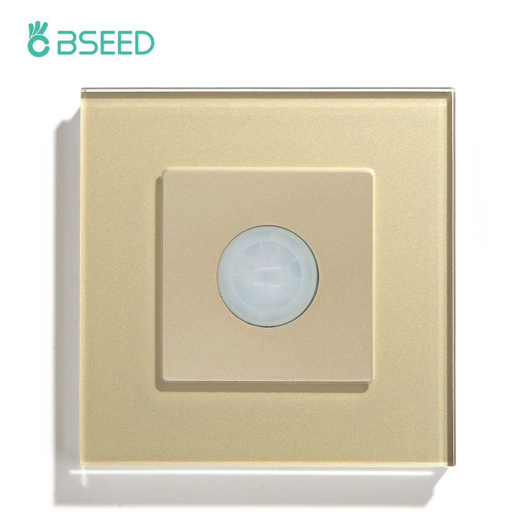 BSEED Human Body Sensor Switch Wall Lamp Switch 90℃ Infrared Motion Detector Galss Frame Plastic FrameEU Standard Light Switches