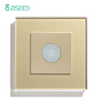 BSEED Human Body Sensor Switch Wall Lamp Switch 90℃ Infrared Motion Detector Galss Frame Plastic FrameEU Standard Light Switches