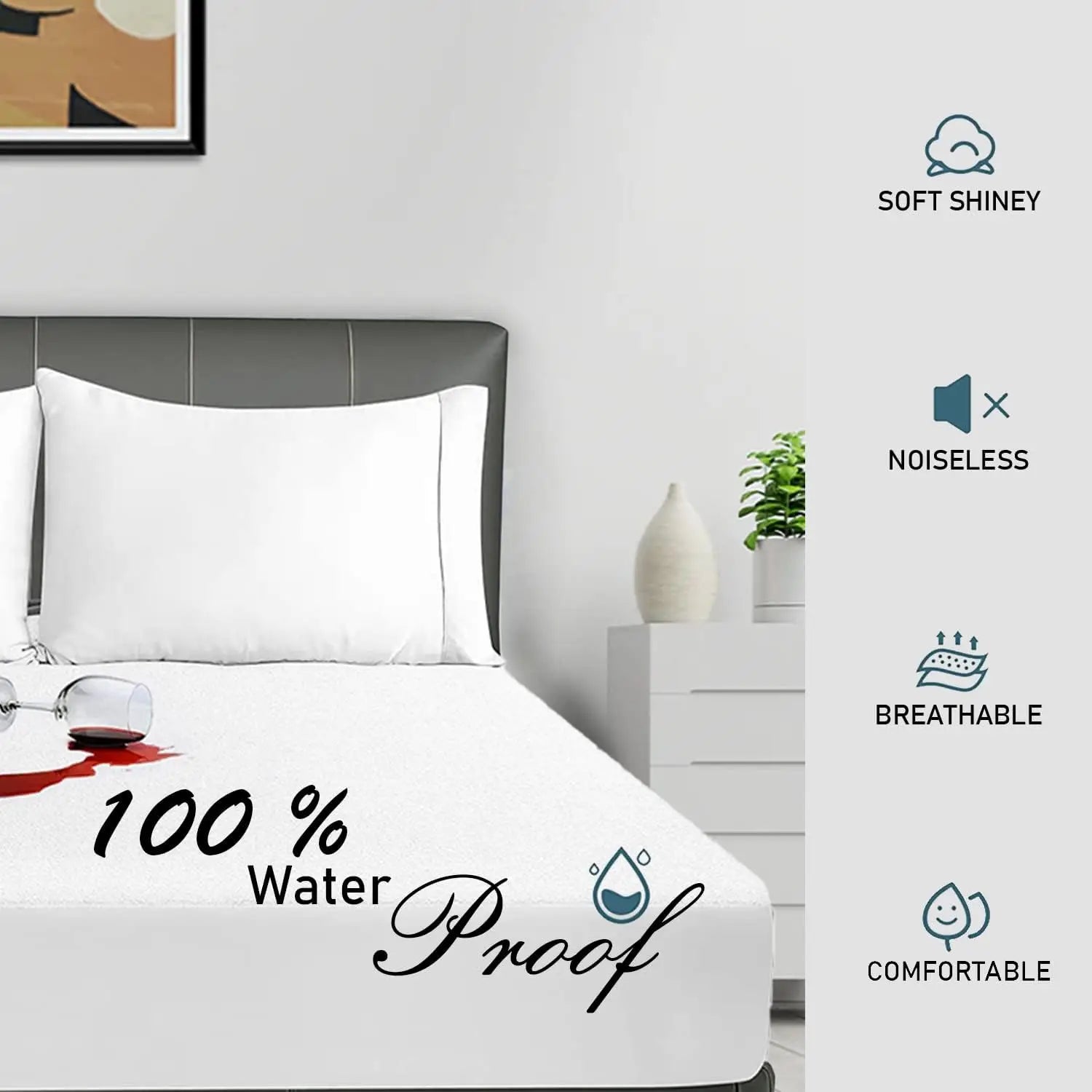 Luxury Split Head Waterproof Mattress Protector Queen-32 Top Split Size 18 Inch Deep Pocket Upper Flex Soft Padded Topper