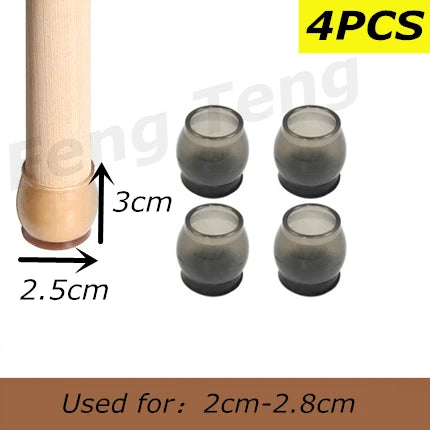 6 Size 4pcs black anti slip chair cover leg caps rubber floor feet protector pads furniture chaises sofa chaises legs fittings
