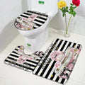Fashion Perfume Shower Curtain Set Pink Rose Flower Modern Woman Girl Home Bathroom Decor Non Slip Rug Bath Mat Toilet Lid Cover