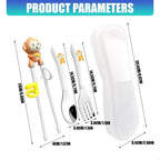 Kids Tableware Set Cartoon Design Includes Training Chopsticks Fork Spoon And Storage Box For Home Restaurant Use KXRE