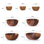 Creative Japanese style Wooden Household Kitchen Utensils for Noodles Rice Soup Salad Bowl Tableware Wooden Bowl Ramen Bowls