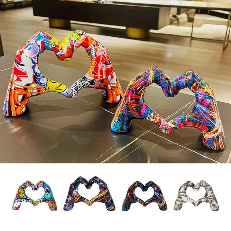 Colorful love gesture ornament, resin craft decoration for home living room desktop and bookshelf, couple, Valentine's Day gift