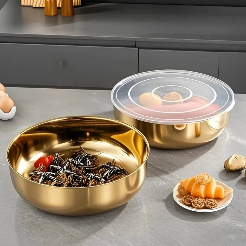 Multi-Purpose Mixing Bowl with Lid, Kitchen Tools & Accessories, Durable Kitchen Items for Hot Pot, Fruit Vegetable Cleaning