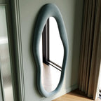 Full Length Mirror, 63" x 24" Wall Mirror, Flannel Wrapped Wood Frame - Wavy Full Body Mirror for Bedroom, Living Room & Cloakro