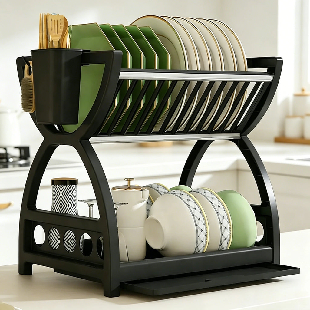 Durable Multifunctional Kitchen Drain Storage Organizer, Household Bowl Dish Chopstick Storage Box for Kitchen Countertop Use