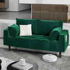 56" Velvet Loveseat Sofa, Modern Comfortable Sofa Loveseat Small Sofa Couch with Side Storage Pockect