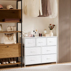 Dressers with 7 Fabric Drawers, Drawer Cabinet, Organization Furniture for Kitchen, Office, Hallway, White