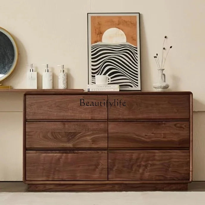 FG11All North American black walnut six-chest cabinet dresser storage integrated storage