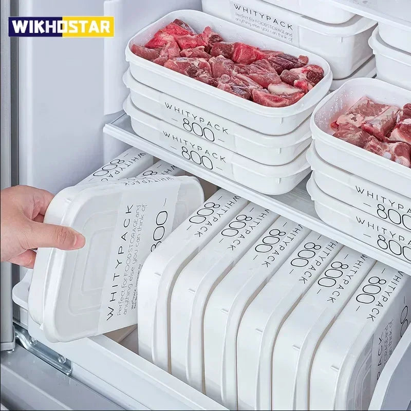 Kitchen Sealed Fresh Storage Containers 4 Size White Food Box for Refrigerator Organizer Storage Box