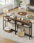 VASAGLE Console Table for Hallway, 2-Tier Slim Sofa Table, 20 x 80 x 80 cm, Hallway Table with 2 Shelves