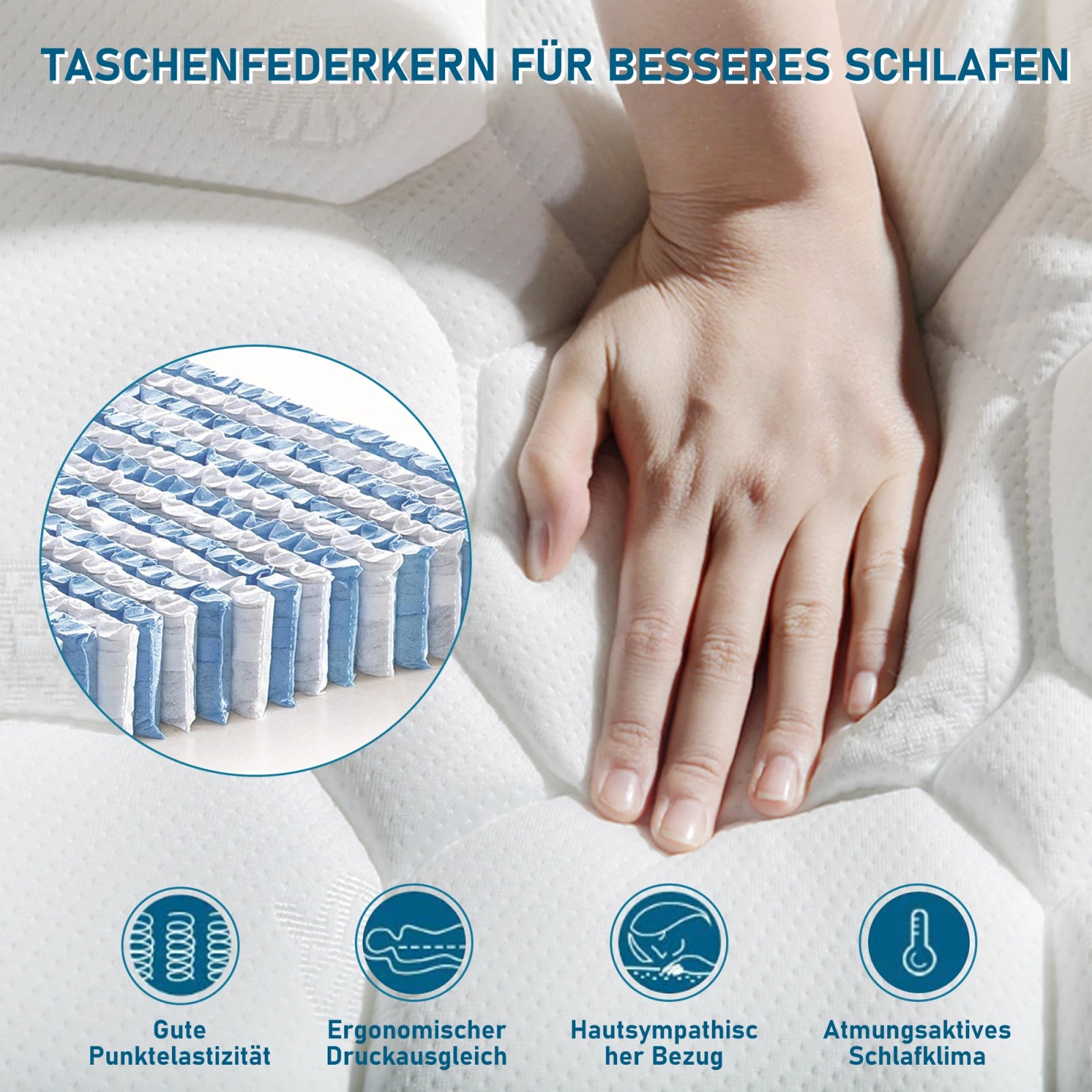 Lazyspace Spring Core Mattress,7 Zones Cold Foam Mattress,H3 Comfort Foam Mattress,140x200cm/90x200cm