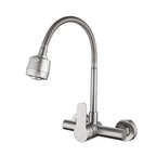 Wall Mounted Kitchen Faucet Kitchen Mixer Kitchen Sink Faucet 360 Degree Free Rotation Flexible Hose Double Hole