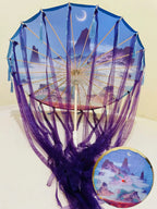 Star Oil Paper Waterproof Beach Umbrella Fan Chinese Dance Performance Lace Umbrella Classical Hanfu Fairy Parasol Paraguas