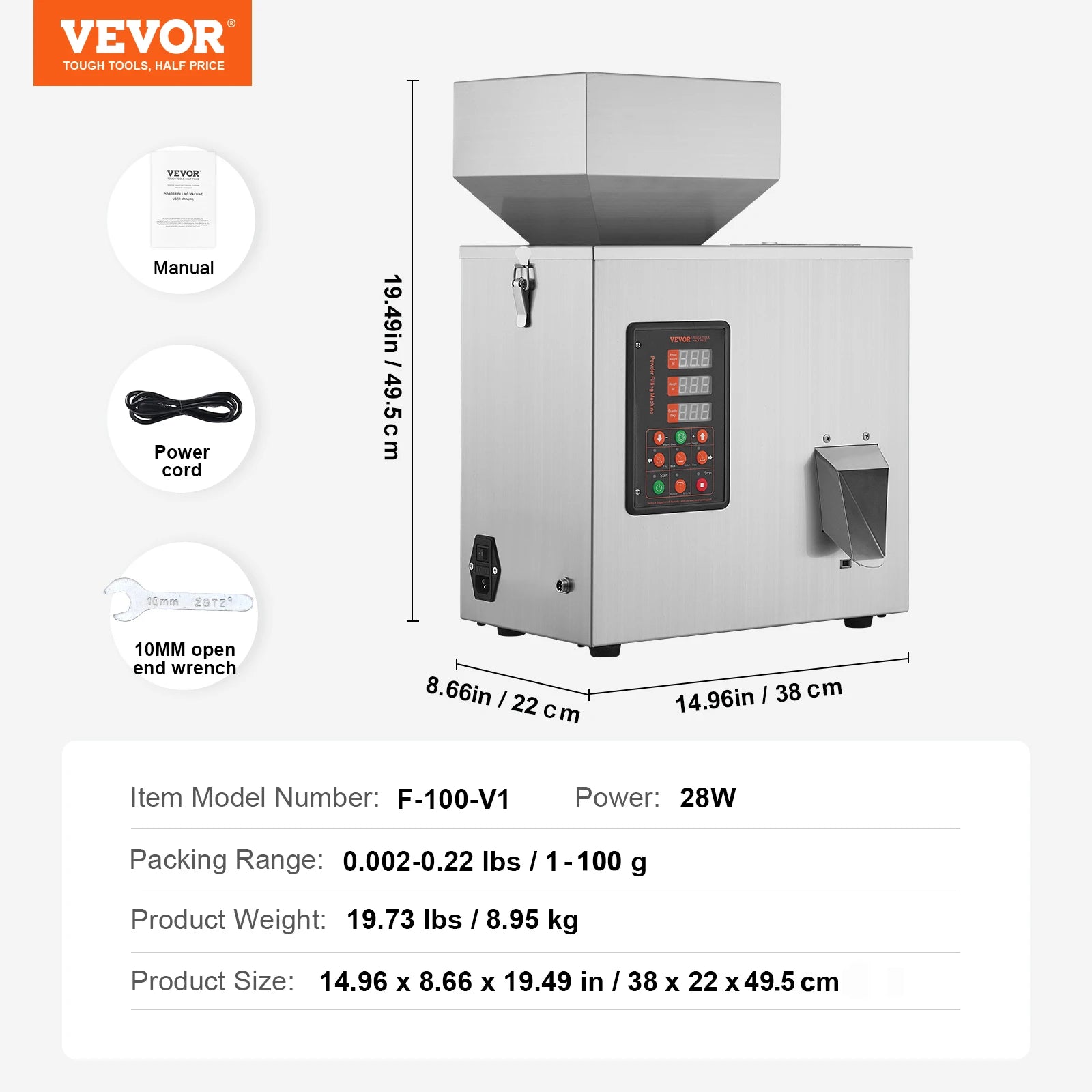 VEVOR 1-100g/1-200g/10-500g Powder Filling Machine Automatic Intelligent Particle Weighing Dispenser Machine  for Tea Seeds