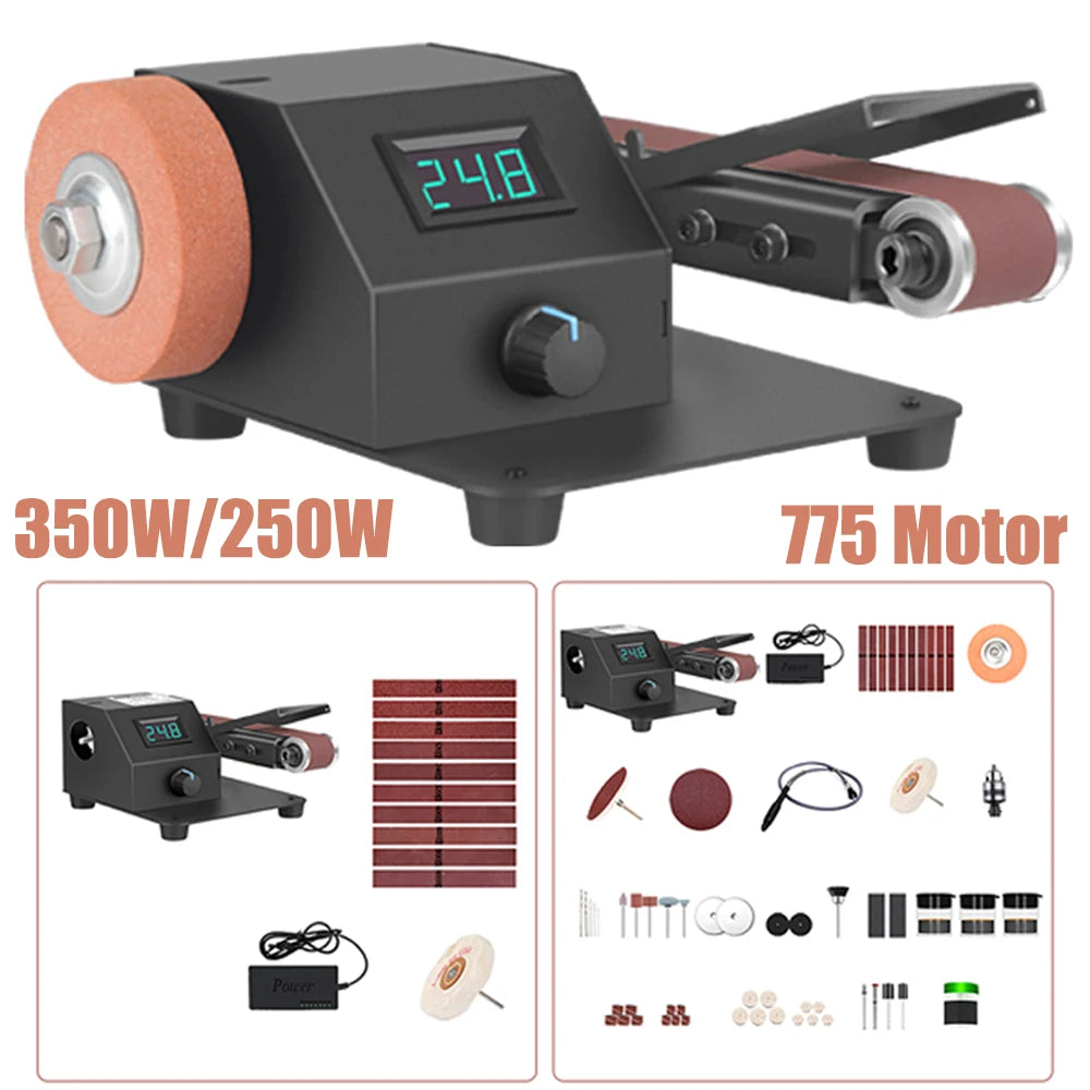 Mini Belt Sander Electric Sanding Polishing Grinding Machine 775 Motor Stepless Speed Multifunction Grinding Tool Set 350W/250W