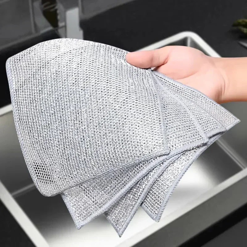 10-100pcs Steel Wire Rags Cloth Home Kitchen Pot Pan Dishwashing Double-sided Dishcloth Cleaning Cloths Scrubber Towel Wholesale