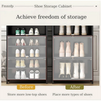 Tall Shoe Cabinet, 10 Tiers 40-45 Pairs Heavy Duty Bamboo Freestanding Shoe Storage Cabinet