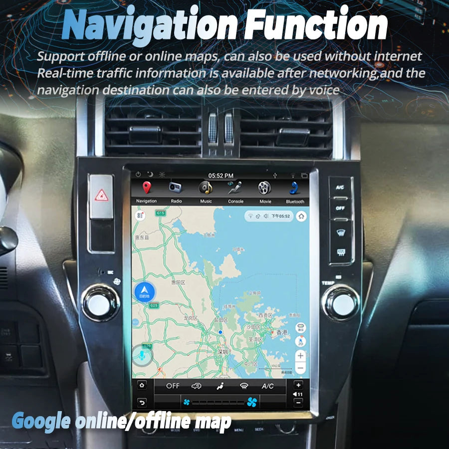 256GB ROM Tesla Screen Android 13 Multimedia Video Player For Toyota Land Cruiser Prado 150 2010-2017 lc150 Car Radio GPS Stereo