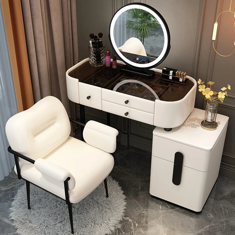 White Bedroom Vanity Table Makeup Mirror Chair Modern Organizer Dressing Table Cosmetics Cheap Penteadeira Trendy Furniture