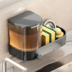 Kitchen Dish Soap Press Drain Storage Rack Punch-free Wall-mounted Kitchen Sink Press Soap Dispenser Kitchen Accessories