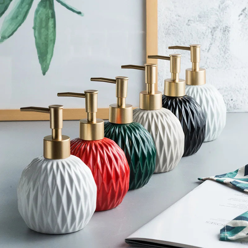 Ceramic Bathroom Reusable Soap Dispenser Lotion Bottles Liquid Pump Bottle Lotion Dispenser Soap Dispenser Bathroom Decoration