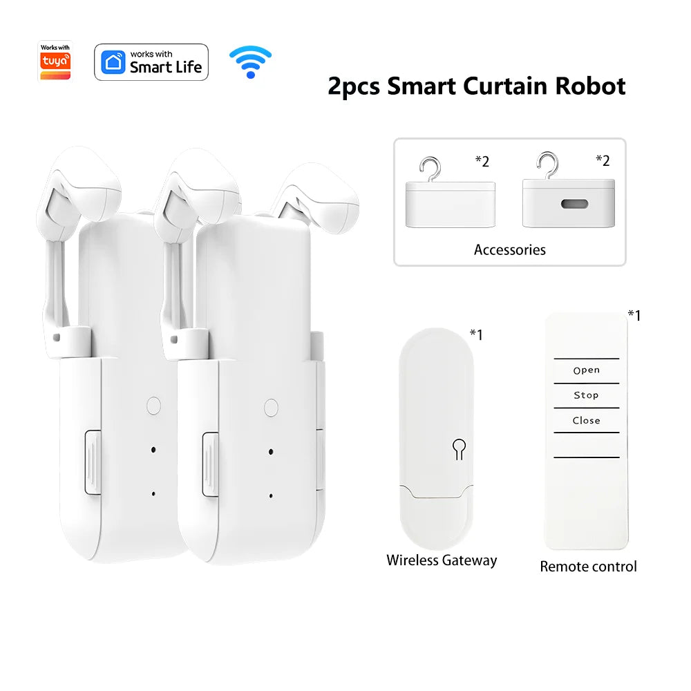 WiFi Smart curtain robot with Gateway App Control ,automatic switch ,Timer switch, 3in1 track（Equipped with remote control）