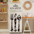 [1pc Creative Kitchen Sticker] 1pc New Knife And Fork English Refrigerator Sticker, Decorative Wall Sticker, Restaurant Kitchen