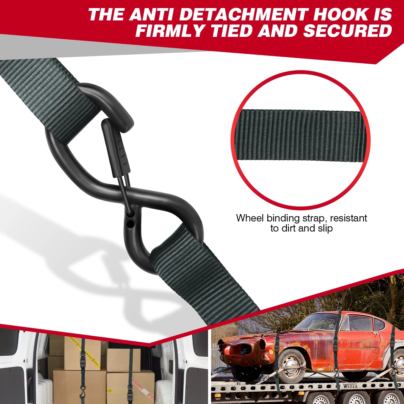 Strength Ratchet Straps 800kg Break Strength With S-Hooks,for Fixed Car Fixed Tightener Tensioner Straps Ratchet Tie-Down Belt