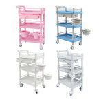 3-Tier Salon Storage Cart Movable Beauty Organizer 176 Lbs Load Utility Cart with Universal Wheels