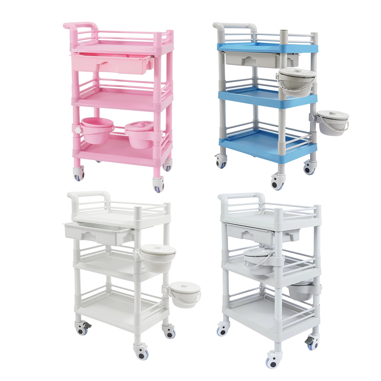 3-Tier Salon Storage Cart Movable Beauty Organizer 176 Lbs Load Utility Cart with Universal Wheels