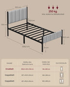 VASAGLE bed rack, with upholstered headboard, bed frame, steel, easy assembly