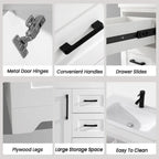 Bathroom Vanity with Sink,Undermount Ceramic Sink-Modern Bathroom Cabinet with 6 Soft-Close Drawers & 2 Doors Spacious Storage