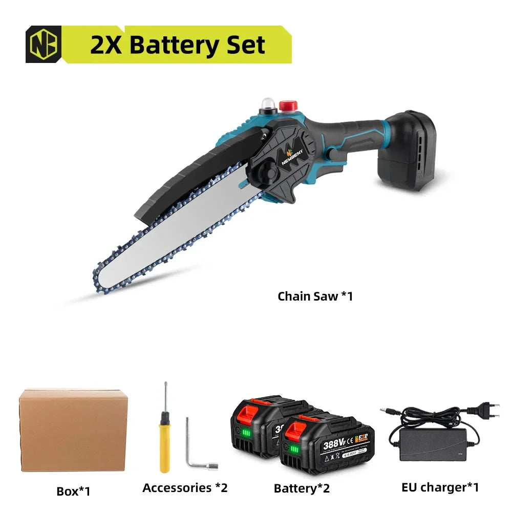 NEWBENY 8 Inch Brushless Electric Saw With Oiler Cordless Woodworking Garden Pruning Saw Power Tools For Makita 18V Battery Pin