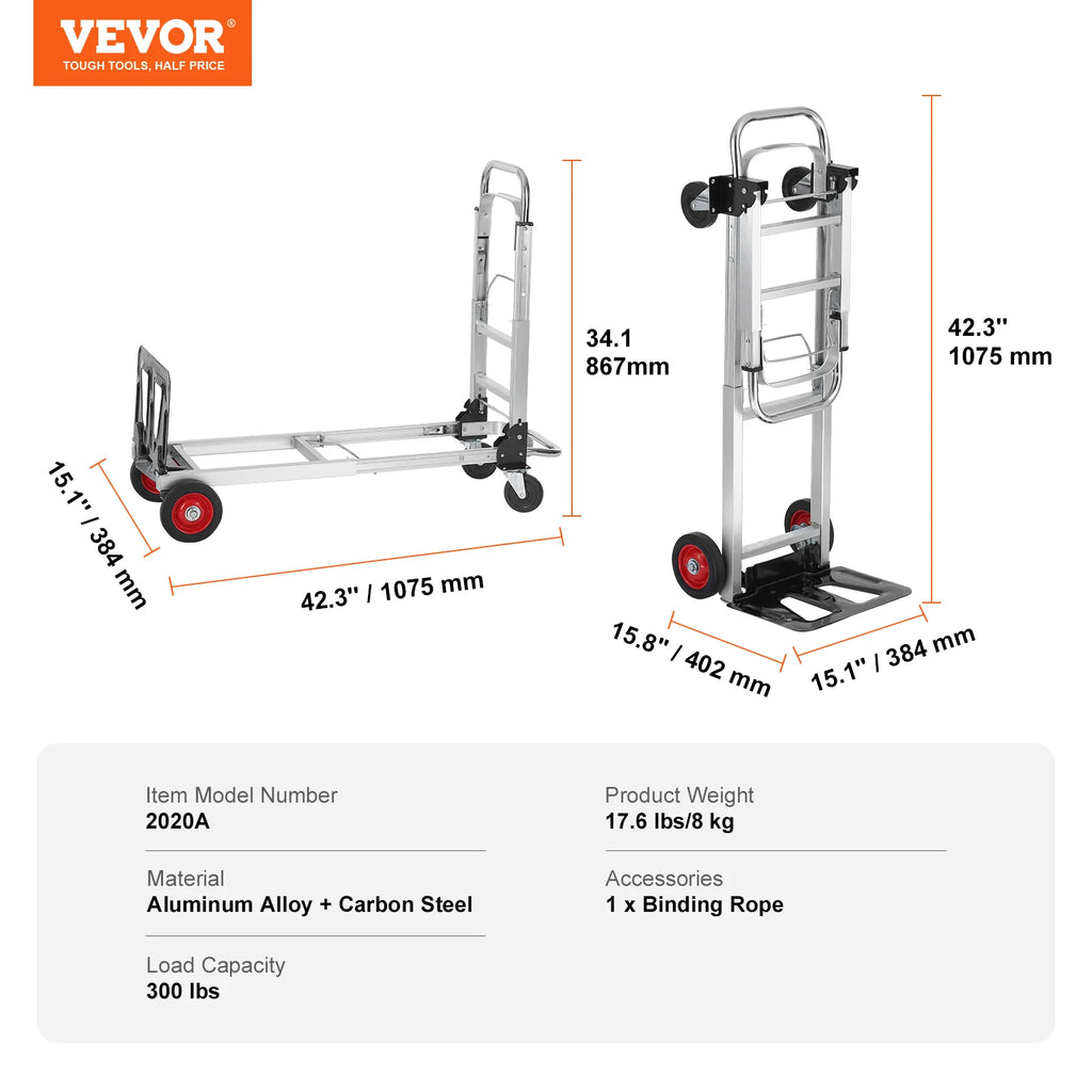 Folding Hand Truck 400 lbs Capacity Lightweight Dolly with Wheels for Moving